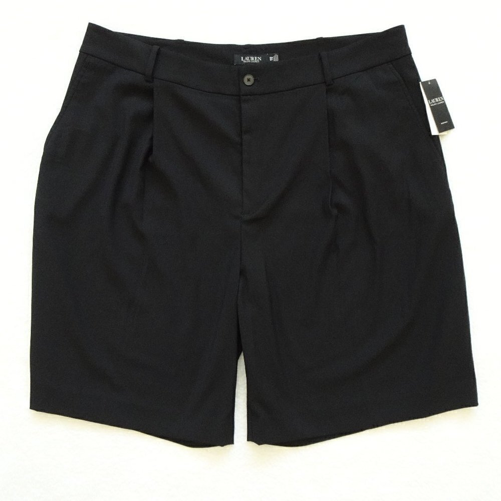 Ralph Lauren Stretch Shorts Women's Plus Size 18W Black Stretch Pleated